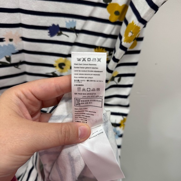 Joules Sleeveless Knee Length Flower Printed Striped Shift Dress Size 10 - Picture 6 of 6